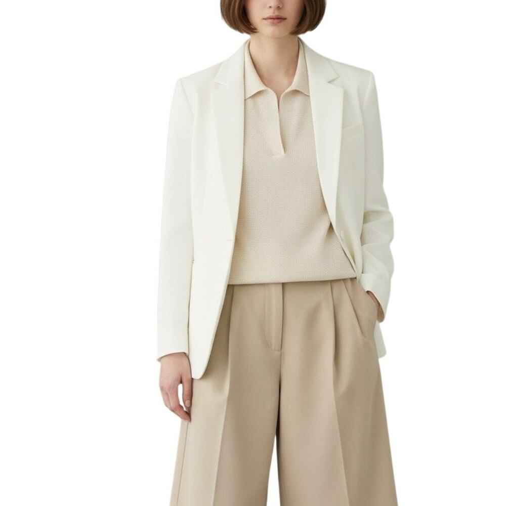 Massimo Dutti Italian Fabric One Button Ivory Blazer - 8